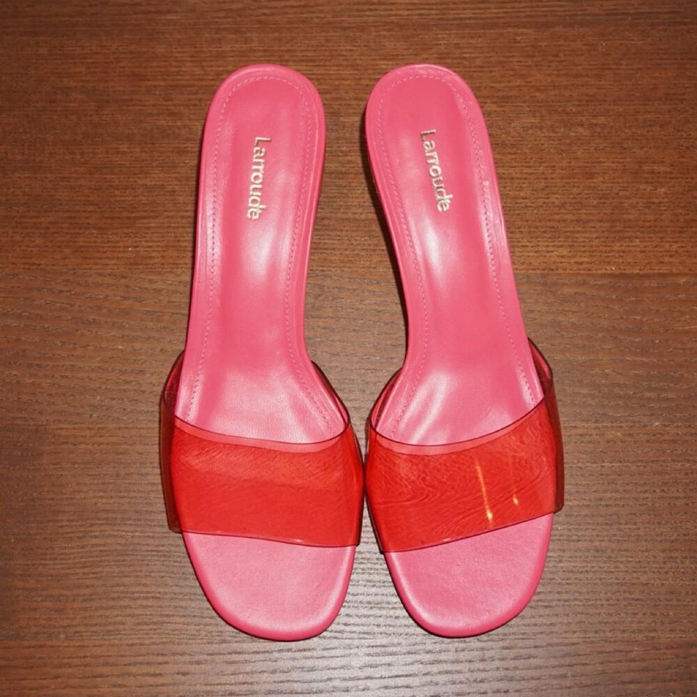 Larroude Women's Pink and Red Sandals